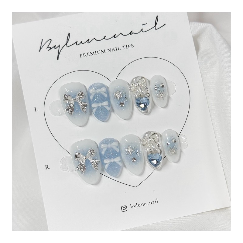 Ice Handmade Nail Tips Nail Tips - Almond / 아이스