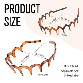 FUKEFUKEUS Zig Zag Headbands for Women Men Girls,Plastic Head Bands with Teeth Zigzag Fashion Hair Styling Accessories,Non Slip Black Comb Hairbands Accessories, 4 Packs