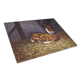 Caroline's Treasures BDBA0207LCB Horse and Her Foal Glass Cutting Board Large, 12H x 16W, multicolor