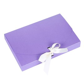 10 Present Gift Boxes, Rectangle Paper Gift Box with Lid & Bow Ribbon, Paper Presentation Boxes for Parties, Christmas, Birthday, Wedding, Packing Dress, Gloves, Scarf, Book