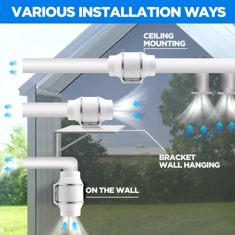 Voltset 6 Inch Duct Fan - 390 CFM Inline Ventilation