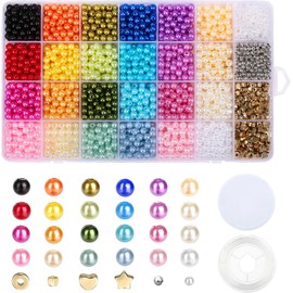 Naler 2940 pcs Cuentas de Perlas para Joyería kit de Abalorios de 24 Colores 6mm Cuentas para Bisuteria con Cuentas Espaciadoras para hacer Pulseras Collar para Niñas Adultos DIY Manualidades Decorativas