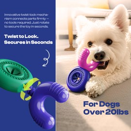 ZHIERDE Bully Stick Holder for Large Dogs – Twist Lock Chew Toy for Aggressive Chewers – Durable Nylon & Rubber + Treat Dispenser – Dishwasher Safe