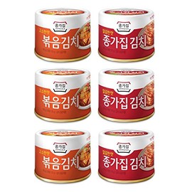 JONGGA Cabbage Fried Kimchi Can + Cabbage Kimchi Can / each 5.64oz(160g) /nKorean Spicy Food, Pack of 6, 33.84 Ounce