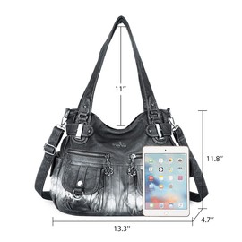 Purses and Handbags Women Tote Shoulder Top Handle Satchel Hobo Bags Fashion Washed Leather Purse…