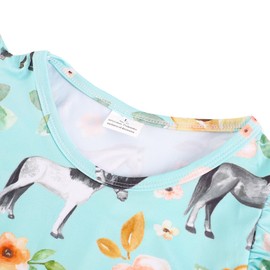 ZLCHYJ Toddler Girl Casual Dress Horse Print Ruffle Bottom Casual Dress Summer Clothes 6-7T