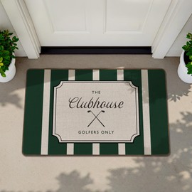 Green Funny Golf Door Mat, Golfing Golf Lover Gifts Front Door Mat Outside Entrance, Golfer Gifts, Funny the Clubhouse Golfers Only Decorative Doormats Indoor Outdoor Entrance, 17x30in