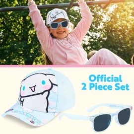 Get Trend Cinnamoroll Cappello con Visiera e Occhiali da Sole Bambino, Baseball Regolabile Protezione UV400, Vacanze Estive (Blu Cinnamoroll)