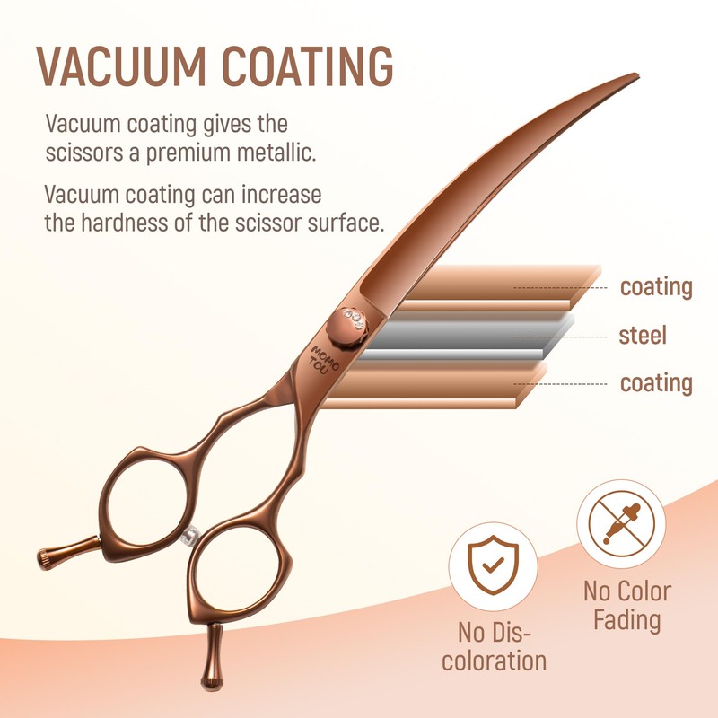 Momotou 45° Super Curved Dog Grooming Scissors 7.5'' Matte Bronze