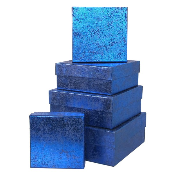 Vivid Wrap Nested Gift Boxes, 5-Piece, Blue Crush