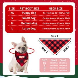 2 Pieces Christmas Buffalo Plaid Dog Bandanas, Double-Sided Reversible Triangle Scarf, Red and Green Checkered Design, Holiday Pet Costume Accessories for Dogs and Cats (Small)
