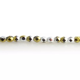 PRECIOSA Silver California Coat - 50 4mm Round Fire Polish Czech Glass Beads