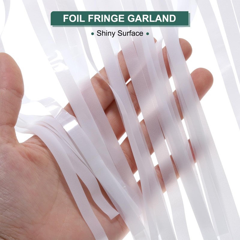 sourcing map Foil Fringe Garland 10 Ft White Metallic Tinsel