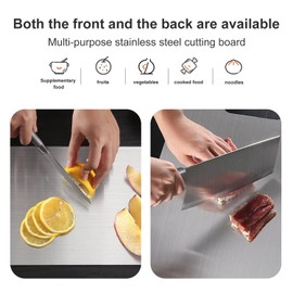 Titanium Cutting Board, Steel Cutting Boards for Kitchen, Double-Sided Food Grade Cutting Board, Chopping Boards Cutting Pads for Meat, Vegetables and Fruits (L Size)（14.6 × 9.5in）