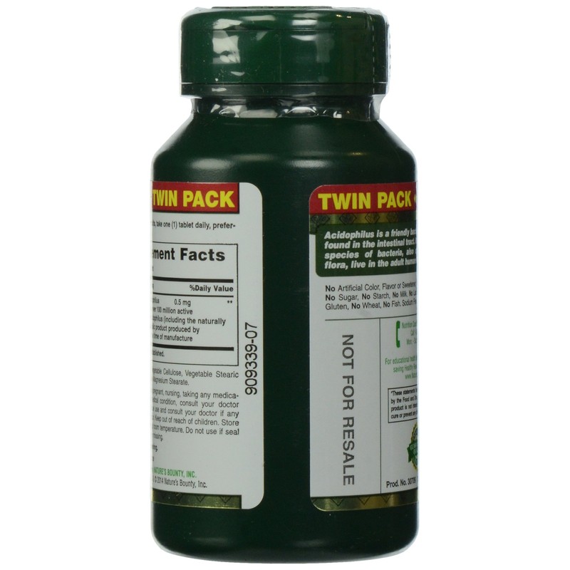 Nature's Bounty Probiotic Acidophilus Tablet, 100 Count (Pack of 2)
