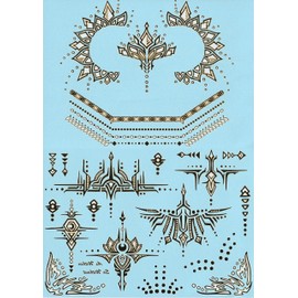 Gold Temporary Tattoos by Golden Ratio Tats, Metallic Festival Face Paint, Gold and White Masquerade Tattoos (Wifey Face Mask)