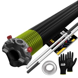 Garage Door Torsion Spring 207x2x25 Torsion Springs for Right Side of Garage Door with 1" Steel Bearing, Gloves, and Winding Bars Precision E-Coating 5-Year Warranty Minimum 30,000 Cycles (Black Cone)