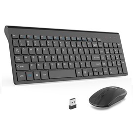 LeadsaiL Combo de Teclado y Ratón Inalámbricos, Ratón USB Inalámbrico y Conjunto de Teclado de Computadora, Packs de Teclado y Mouse Compacto y Silencioso para Portátiles, Escritorios y PC con Windows