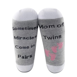MBMSO 2 Pairs Twin Mom Socks Mom of Twins Gift for Mom Expecting Twins