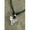 Double Strand Cord Necklace Pewter Shark Tooth Petroglyph Yin Yang
