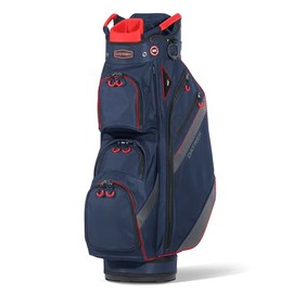 Datrek DG Lite III Golf Cart Bag, 14 Way Top with Full Length Individual Dividers, Rubberized Putter Well, Insulated Cooler Pocket, 7 Zippered Pockets, Navy/Red/Charcoal