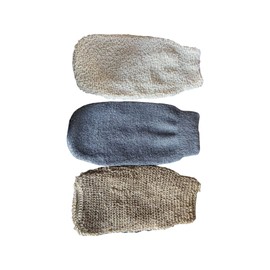 Jacquie's Natural Products Double Sided Exfoliating Bath Gloves|Bath Mitt|Deep Clean Body Mittens (Linen Earth Brown, Exfoliating Gloves)