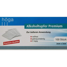 Höga-Pharm Premium Alcohol Swabs for External Use Tear-Proof Ready to Use 2-Ply Pack of 100