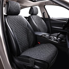 MIROZO Front Seat Covers, Universal Linen Car Seat Cover Breathable and Comfortable Automotive Seat Cover Car Seat Protectors for Cars Trucks SUV(Black,1PCS)