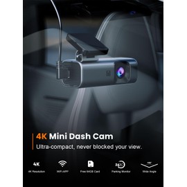 galphi Dash Cam 4K WiFi Dashcam, 64GB Card Included, Dash Camera for Cars, Mini Dashcam for Cars with Super Night Vision, Loop Recording, G-Sensor, 24 Hours Parking Monitor, APP, Support 256GB Max