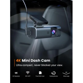 galphi Dash Cam 4K WiFi Dashcam, 64GB Card Included, Dash Camera for Cars, Mini Dashcam for Cars with Super Night Vision, Loop Recording, G-Sensor, 24 Hours Parking Monitor, APP, Support 256GB Max