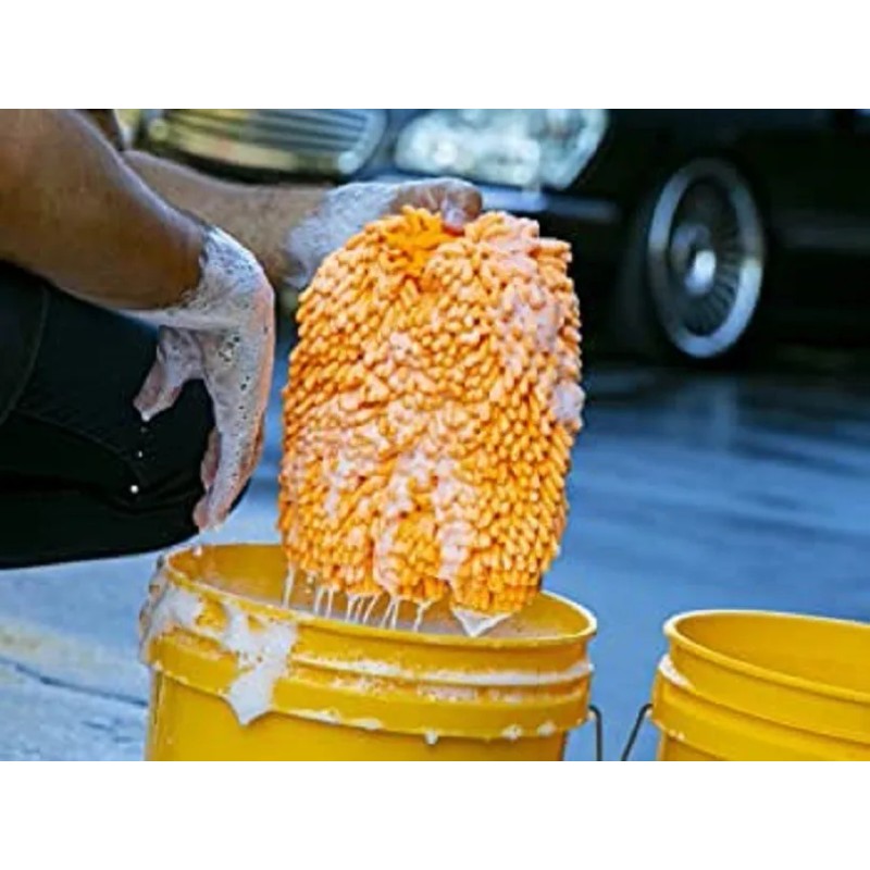 Meguiars Guante Lavado Microfibra Manopla Hybrid Wash Mitt Naranja