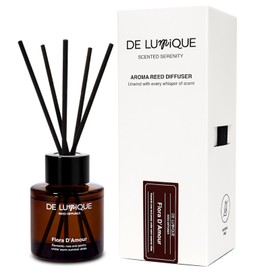 De Lumique Reed Diffuser Oil – Flora D’Amour Scent with Rose, Peony, Magnolia & Peach – Long Lasting Aroma Diffusers for Home, Bedroom, Bathroom & Office – 50ml