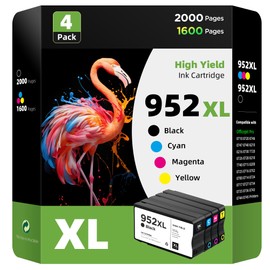 iNKPAD 952XL Compatible Ink Cartridge Combo Pack Replacement for 952 XL, Use with Officejet Pro 7740 8210 8710 8720 8740 8715 7720 8725 8730 (B/C/M/Y-4 Pack)