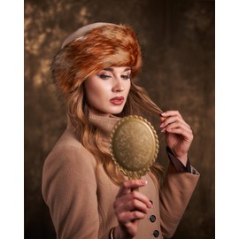 Futrzane Women's Faux Fur Hat, Fleece Winter Hat with Faux Fur Trim - s