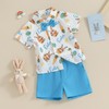 Licupiee Toddler Baby Boys Easter Outfits Carrot Print Short Sleeve