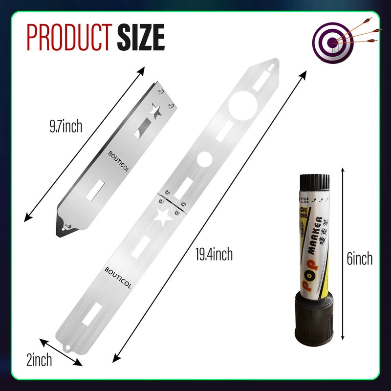 BOUTICOL Upgraded Throwing Axe Target Template Stencil, Template, Durable Stainless