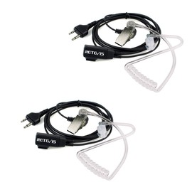 Retevis Walkie Talkie Earpiece with Mic 2 Pin Covert Acoustic Tube Headset Compatible with Midland G6 G7 GXT250 GXT325 GXT550 GXT650 LXT80 LXT112 Alan39 Alan507 Two Way Radio(2 pcs)