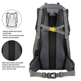 60L Waterproof Ultra Lightweight Packable Climbing Fishing Traveling Backpack Hiking Daypack,Backpack,Handy Foldable Camping Outdoor Backpack Bag with a Rain Cover (Black)