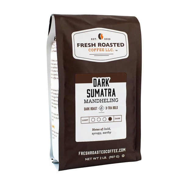 Fresh Roasted Coffee, Dark Sumatra Mandheling, 2 lb (32 oz), Dark Roast, Kosher, Whole Bean