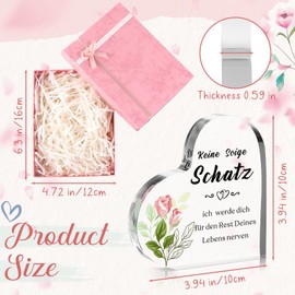 Nuenen Valentinstag Jahrestag Geschenk für Sie 1 Set Herz Acryl Schild Geschenk mit Geschenkbox Geburtstagsgeschenk für Freundin Hochzeitstag Geschenk für Ehefrau Ich Liebe Dich Geschenk für Frauen