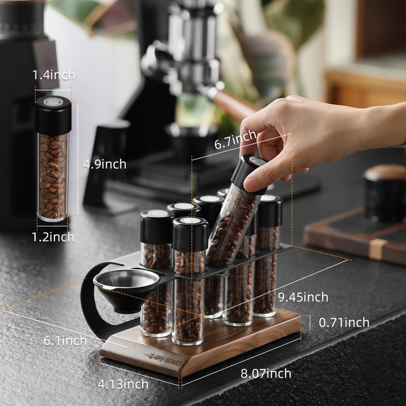 MHW-3BOMBER Single Dose Coffee Bean Storage Tubes, 8 pcs, Coffee