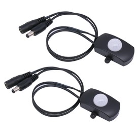 Qimoo 2Pcs Mini LED PIR Motion Sensor Switch, DC 5-24V 2A Infrared Activated LED Switch Controller LED Motion Sensor Switch for LED Strips Wall Lamps, Black