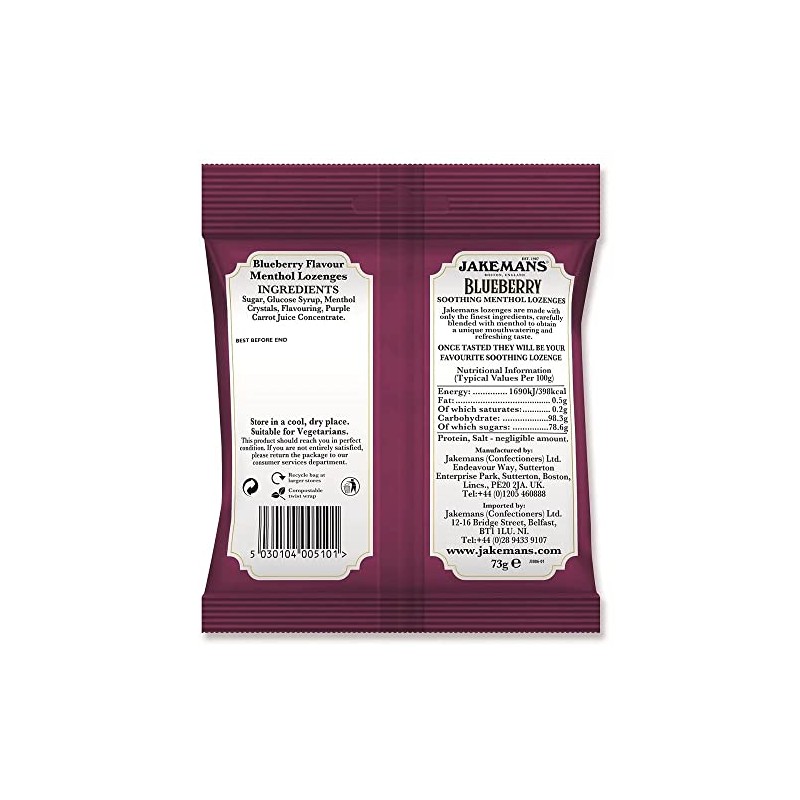 Jakemans Blueberry Menthol Lozenges 100g