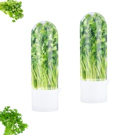 2pcs Herb Saver for Refrigerator, BPA-Free Fresh Herb Keeper Cilantro Storage Containers for Cilantro Basil Parsley Mint Asparagus Greens