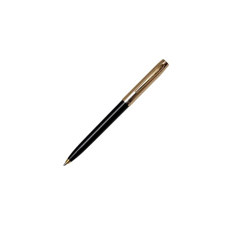 Fisher Space Pen APOLLO Cap-o-matic Black-GOLD CAP Ballpoint Pen -Gift