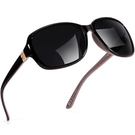 SIPHEW Large Sunglasses Women's Polarised Vintage Retro Design Glasses with Large Polarising Mirrored Lenses UV400 Protection, Black-Purple