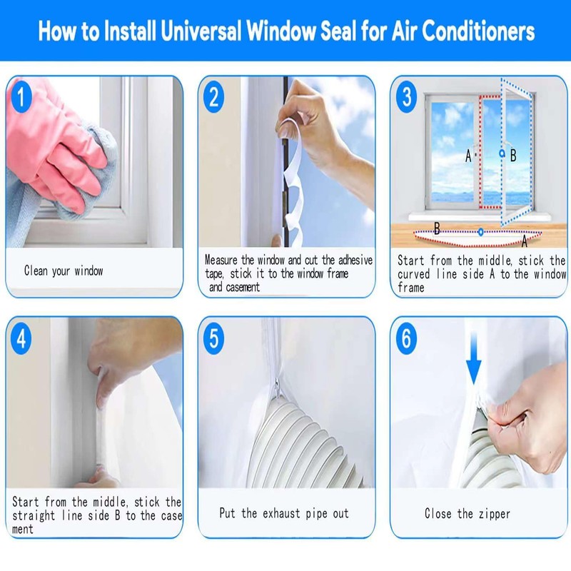 YAHENLI 400CM (157") Portable AC Window Seal, Casement Window Vent