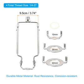 PATIKIL 8 9 10 11 Inch Lamp Harp Kit with End Piece 1 Set Adjustable Lampshade Holder with 3/8 IP E14 E26 E27 Lighting Base for Table Floor Lamp Silver