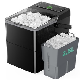 Totnz Boost Ice Maker with 2.5L Expanding Ice Basket & 1.8L Water Tank, 9 Bullet Ice Cubes in 6 Mins, Ice Maker Countertop with LED Touch Control Self-Cleaning, Ice Machine 2 Ice Sizes
