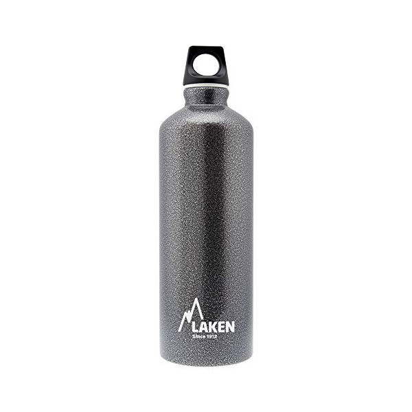 LAKEN Futura Water Bottle with Narrow Mouth, Single Wall Lightweight Aluminum BPA Free, Leak-Proof Screw Cap, 0.6L, Granite